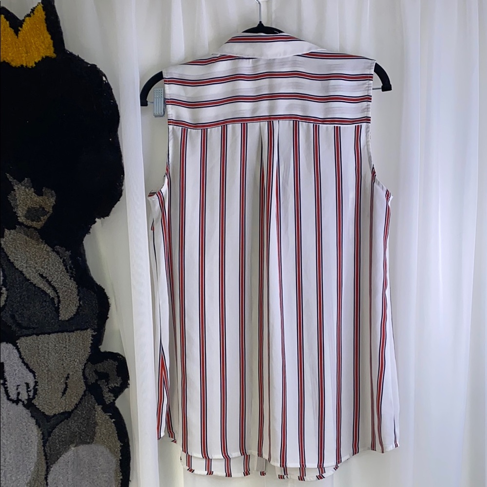 Blue and White with Red Stripes Wide Leg Set with Elegant Flow - Picture 16 of 17